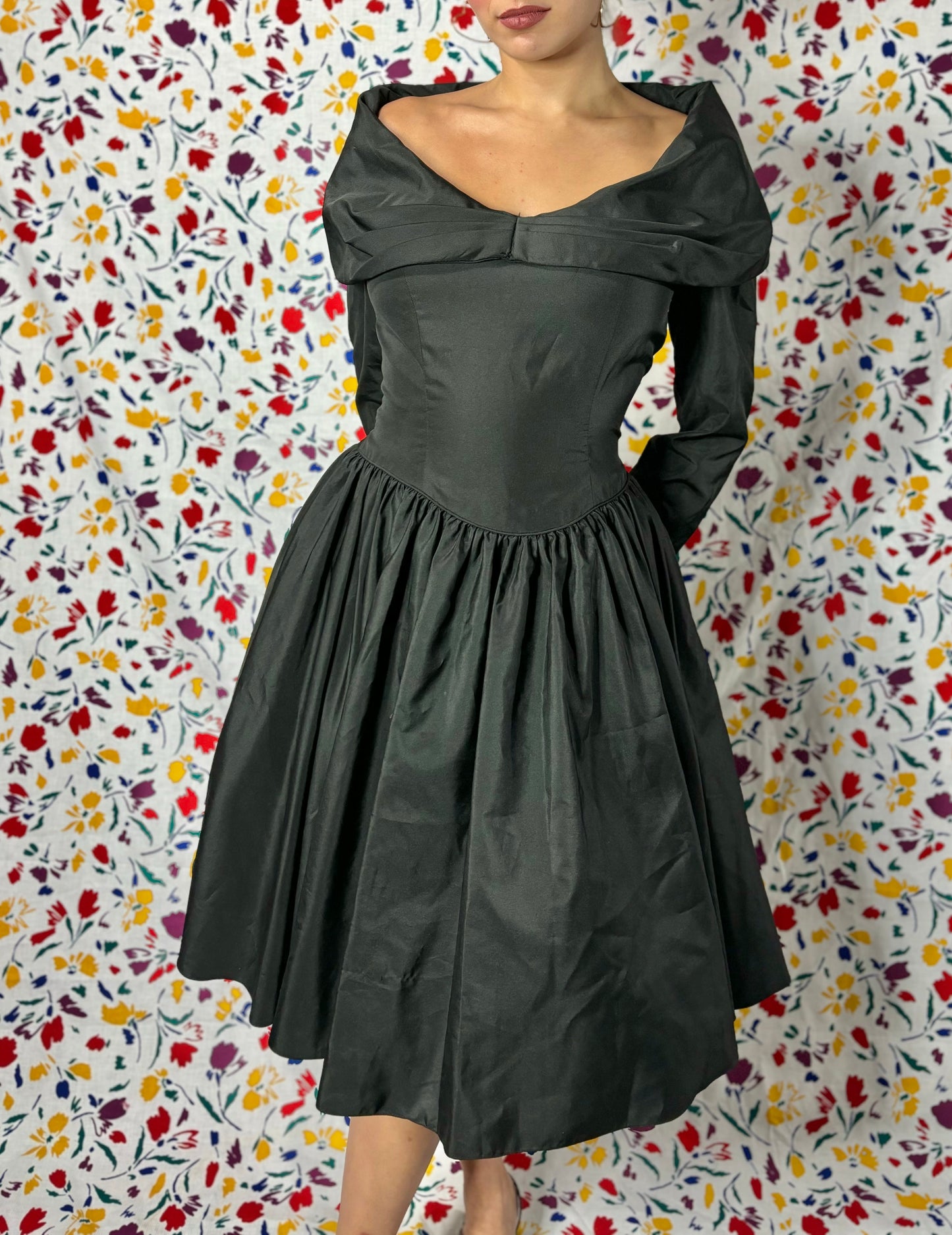 1980s Black Dress