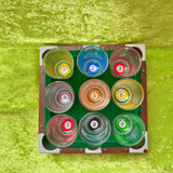 Vintage Billiards Pool Table Shot Glass 9Pcs