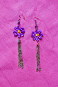 Purple daisy chain earrings