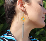 Yellow daisy chain earrings