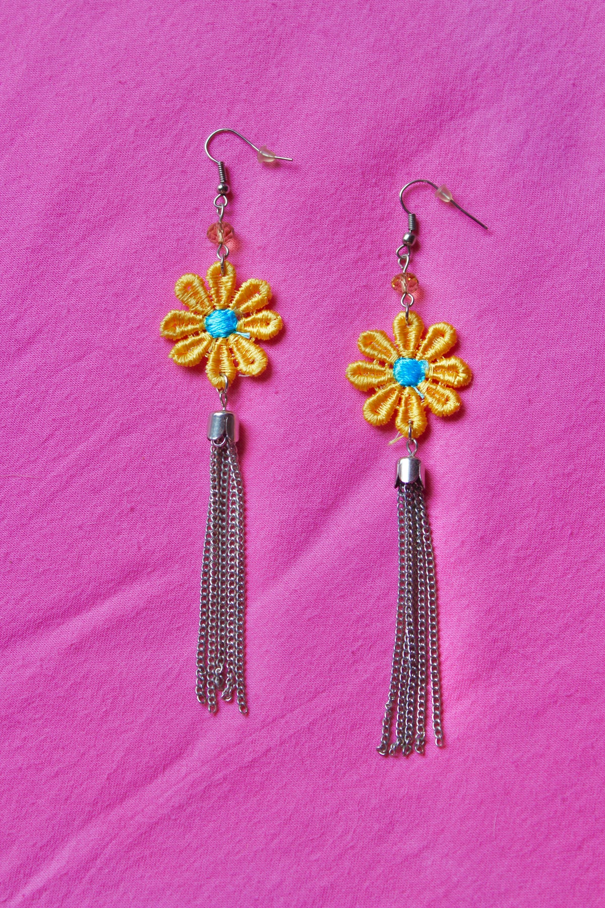 Yellow daisy chain earrings